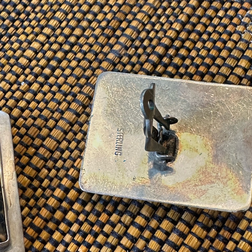 Rectangular Stone Sterling-Style Pendant Pair In … - image 3